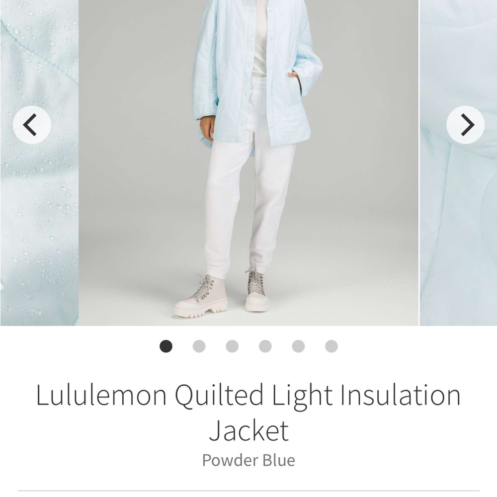 WORN ONCE Rare Lululemon Powder Blue Quilted Light Insulation Jacket 4‎